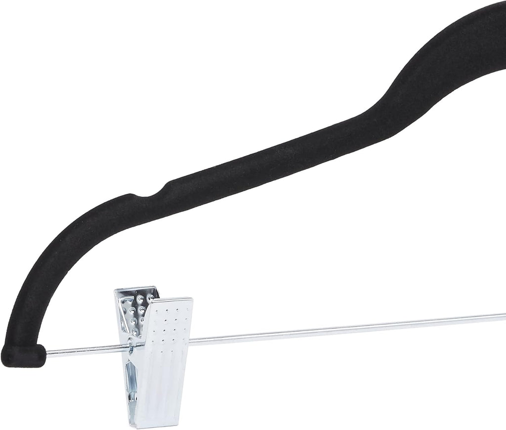 Flocked Non-Slip Skirt Hanger with Clips