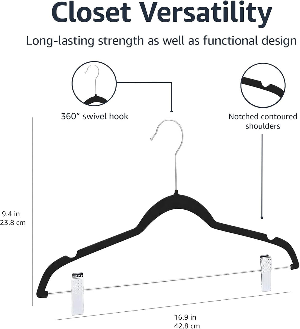 Flocked Non-Slip Skirt Hanger with Clips
