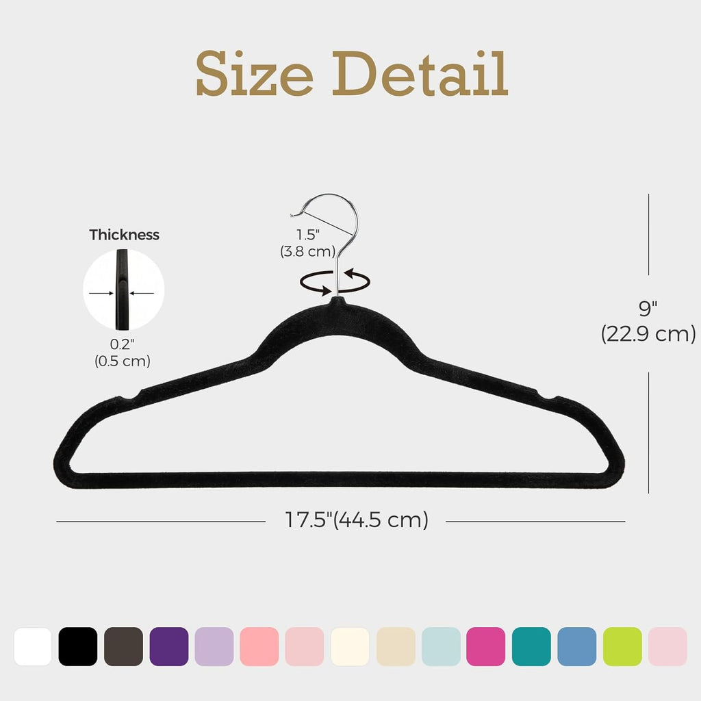 Black flocked hangers—non-slip and durable, suitable for hanging coats.