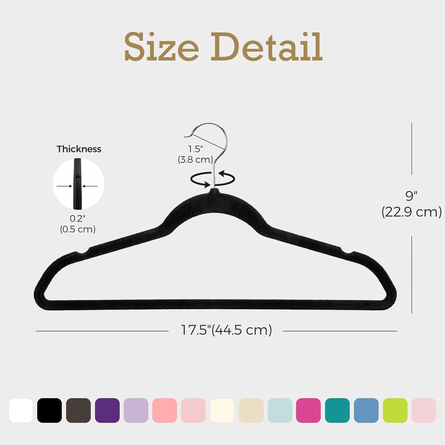 Black flocked hangers—non-slip and durable, suitable for hanging coats.