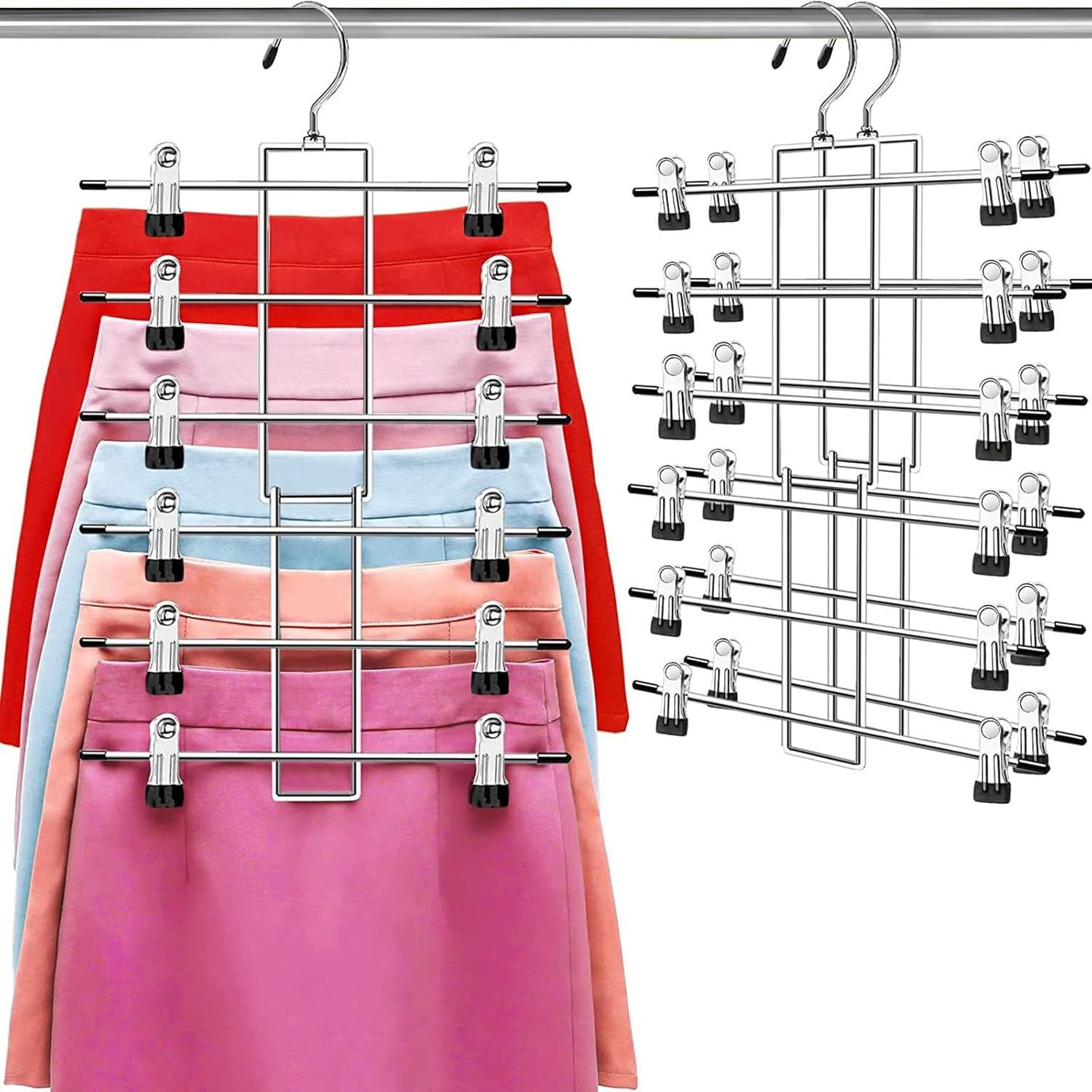 Trouser Hanger with Clips – Space-Saving Hanging Closet Organizer