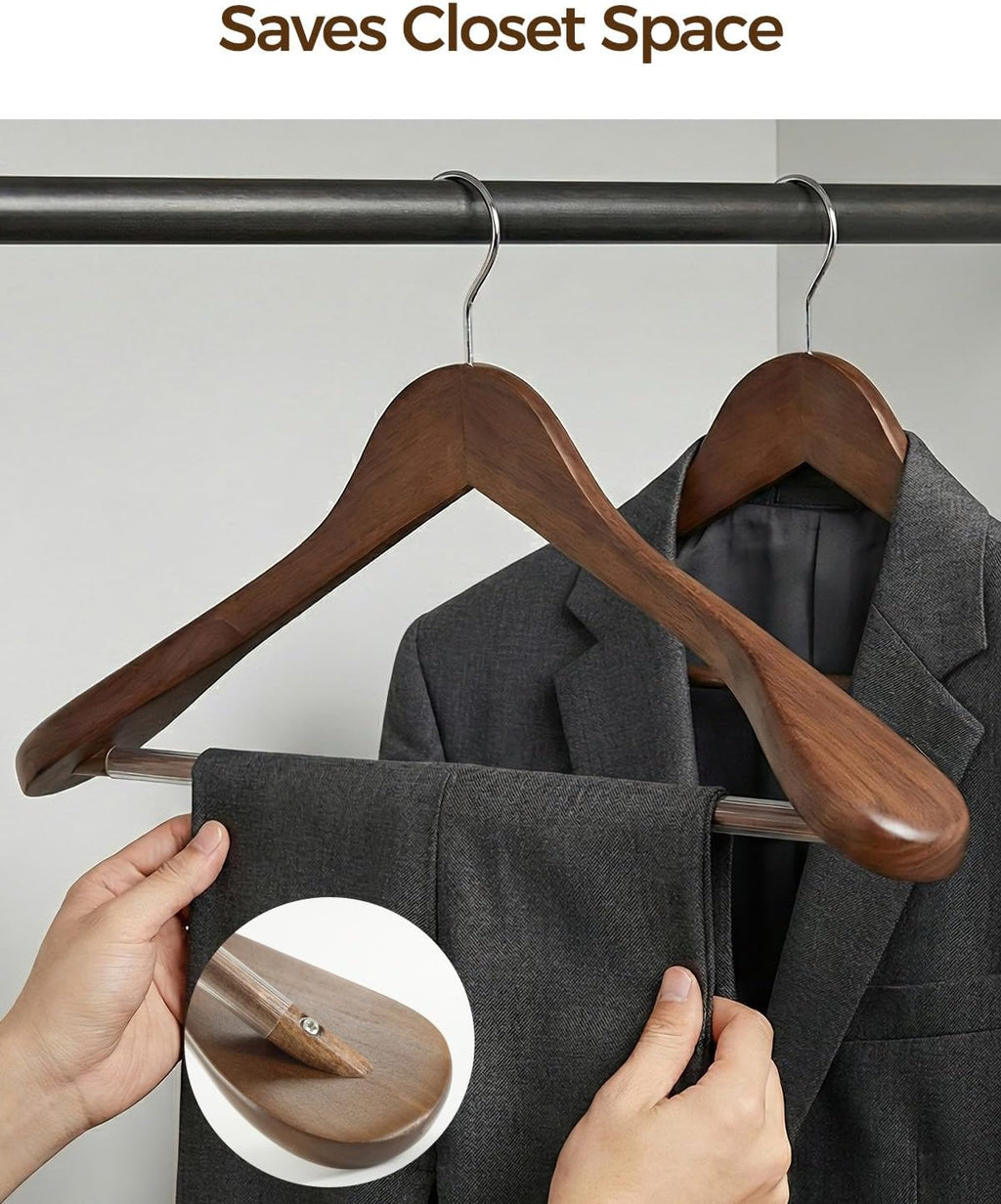 Premium Solid Wood Hanger — Wide-Shoulder Non-Slip Design