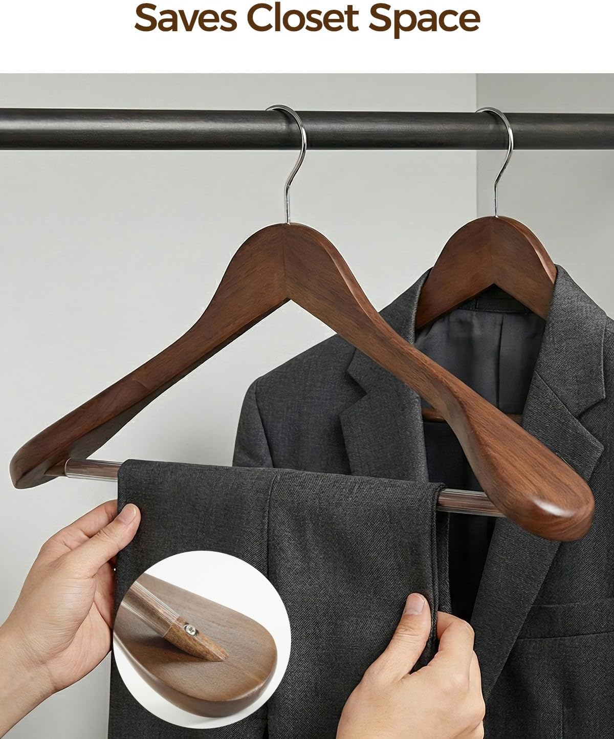 Premium Solid Wood Hanger — Wide-Shoulder Non-Slip Design