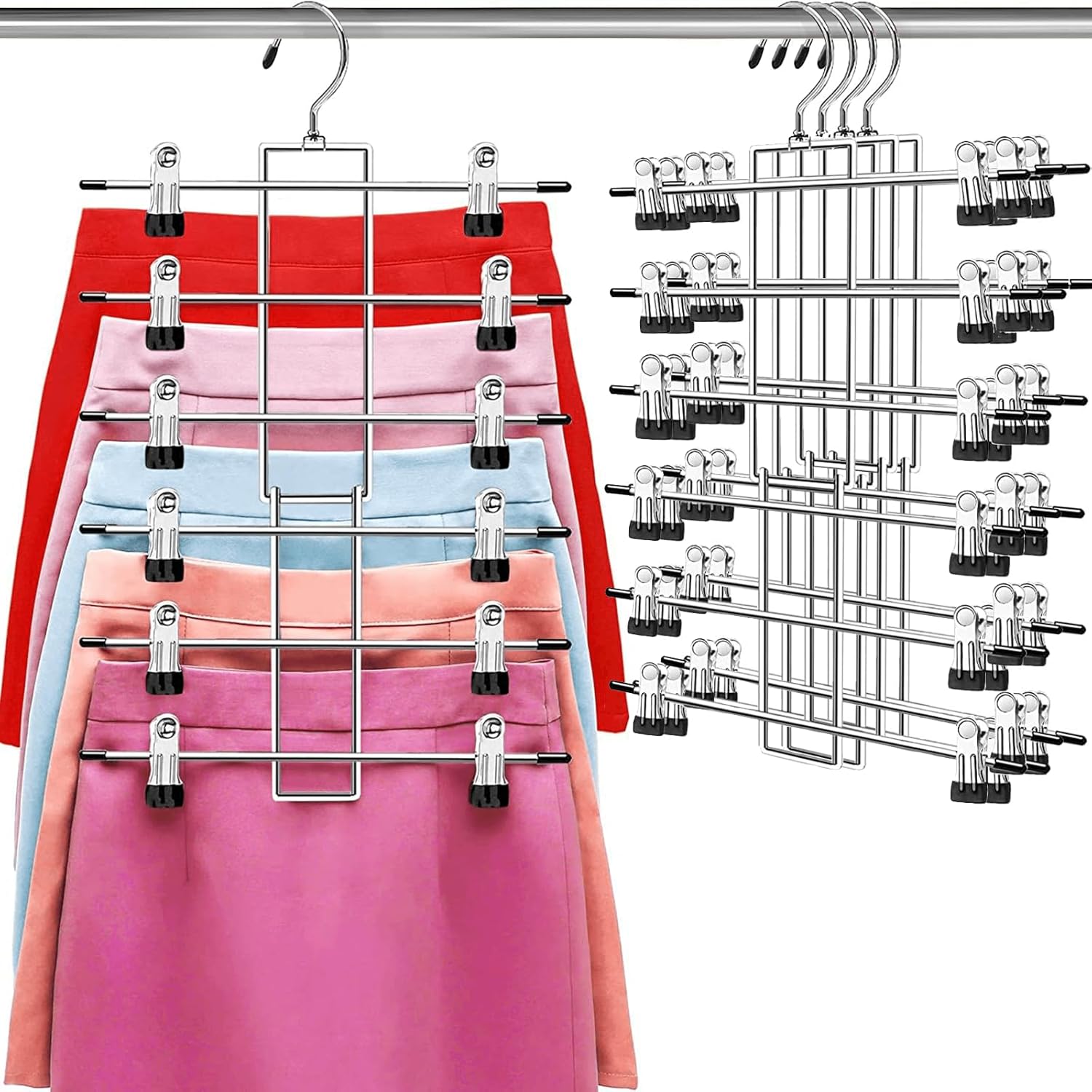 Trouser Hanger with Clips – Space-Saving Hanging Closet Organizer