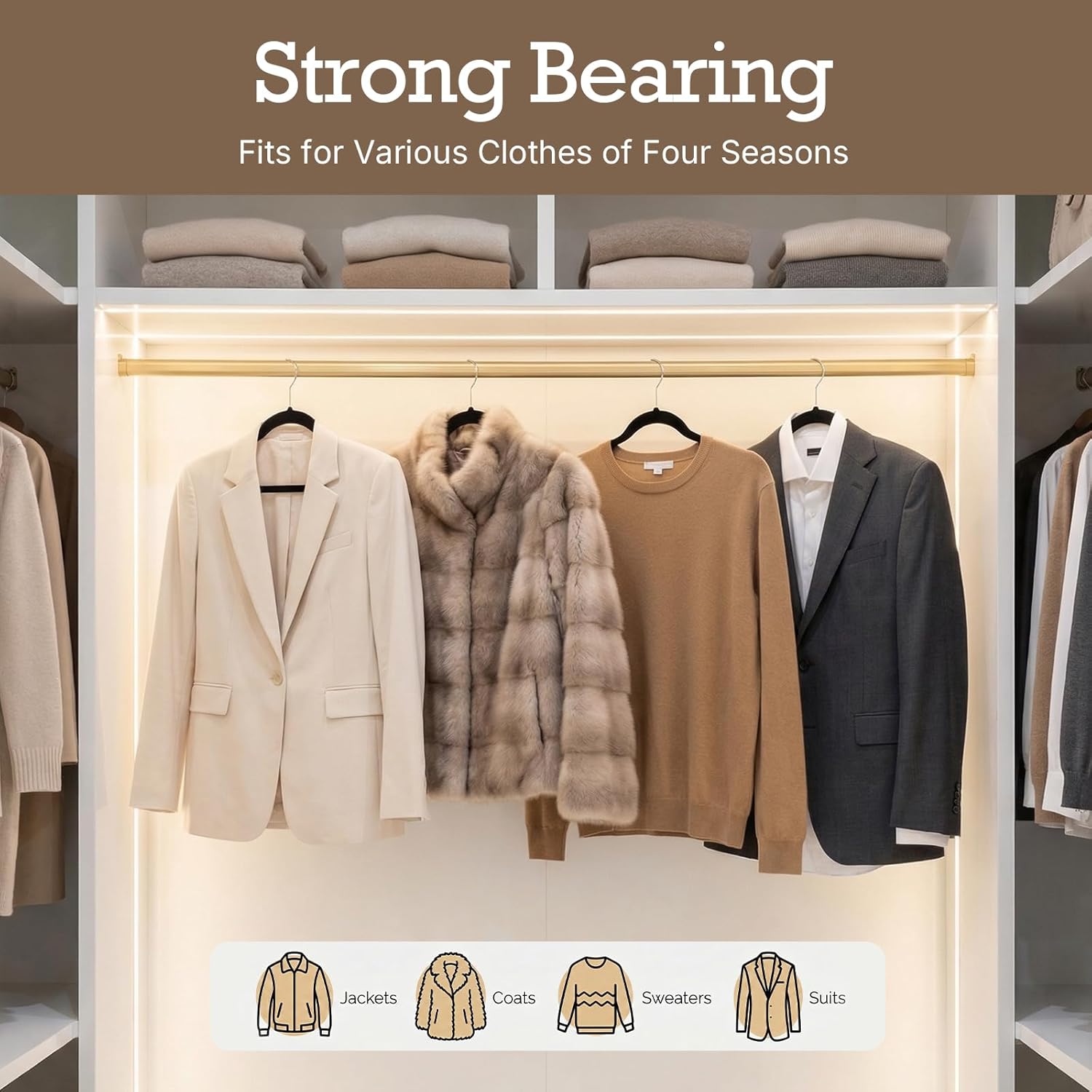 Black flocked hangers—non-slip and durable, suitable for hanging coats.