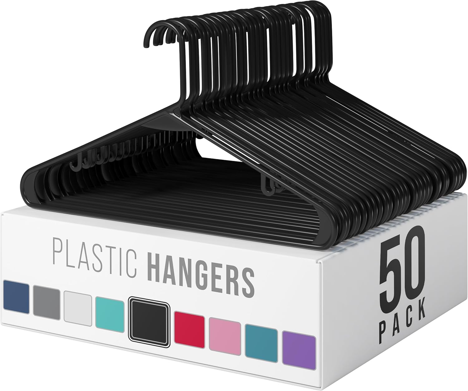 White Plastic Hangers — Versatile, space-saving hangers for your wardrobe; a must-have for a new home.