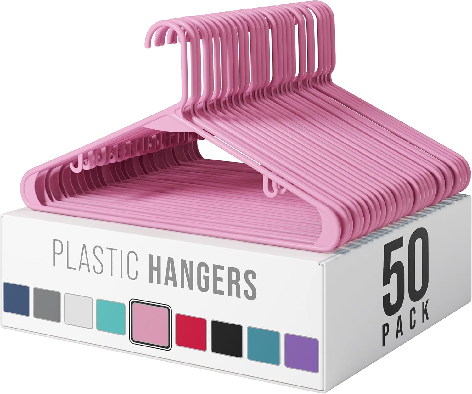 White Plastic Hangers — Versatile, space-saving hangers for your wardrobe; a must-have for a new home.