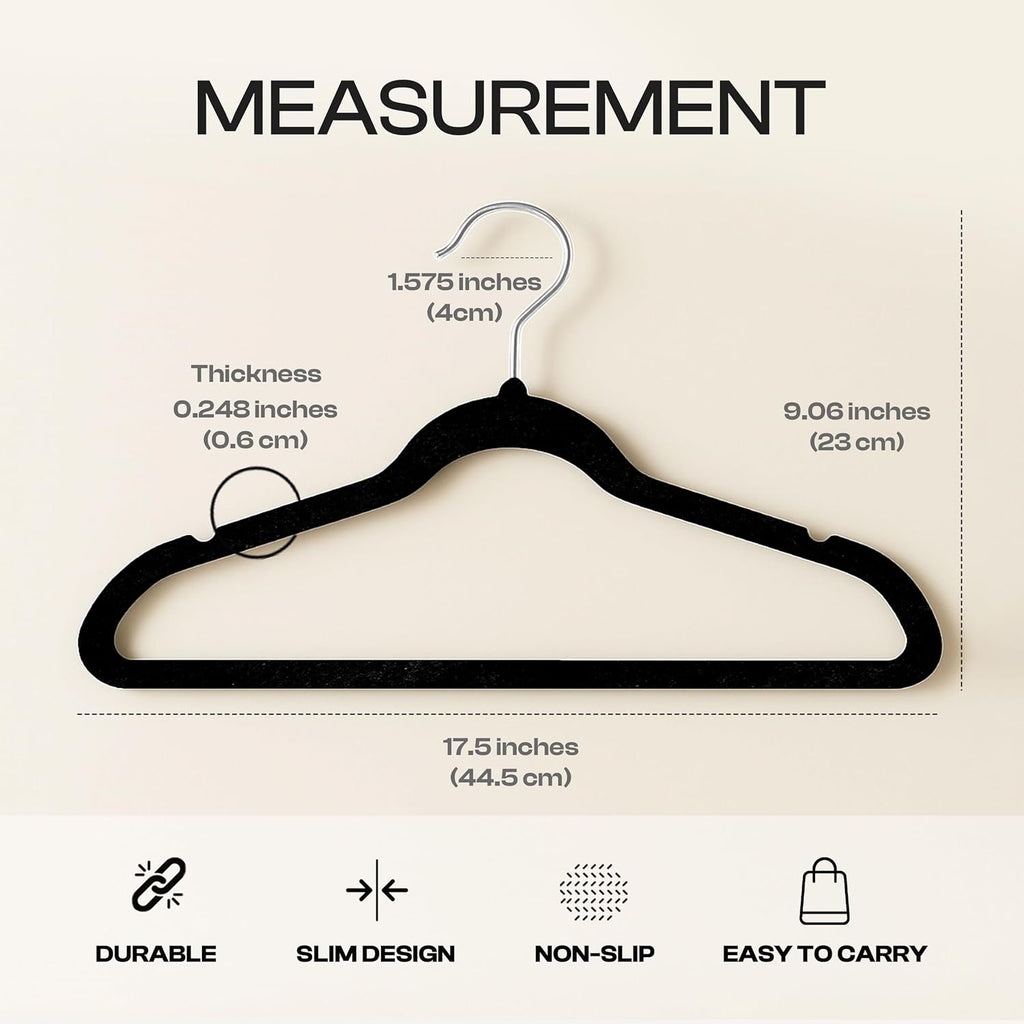 Flocked Hangers (Pack of 50) — Premium, non-slip, slim-profile trouser/garment hangers.