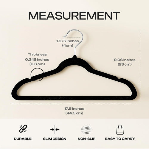 Flocked Hangers (Pack of 50) — Premium, non-slip, slim-profile trouser/garment hangers.