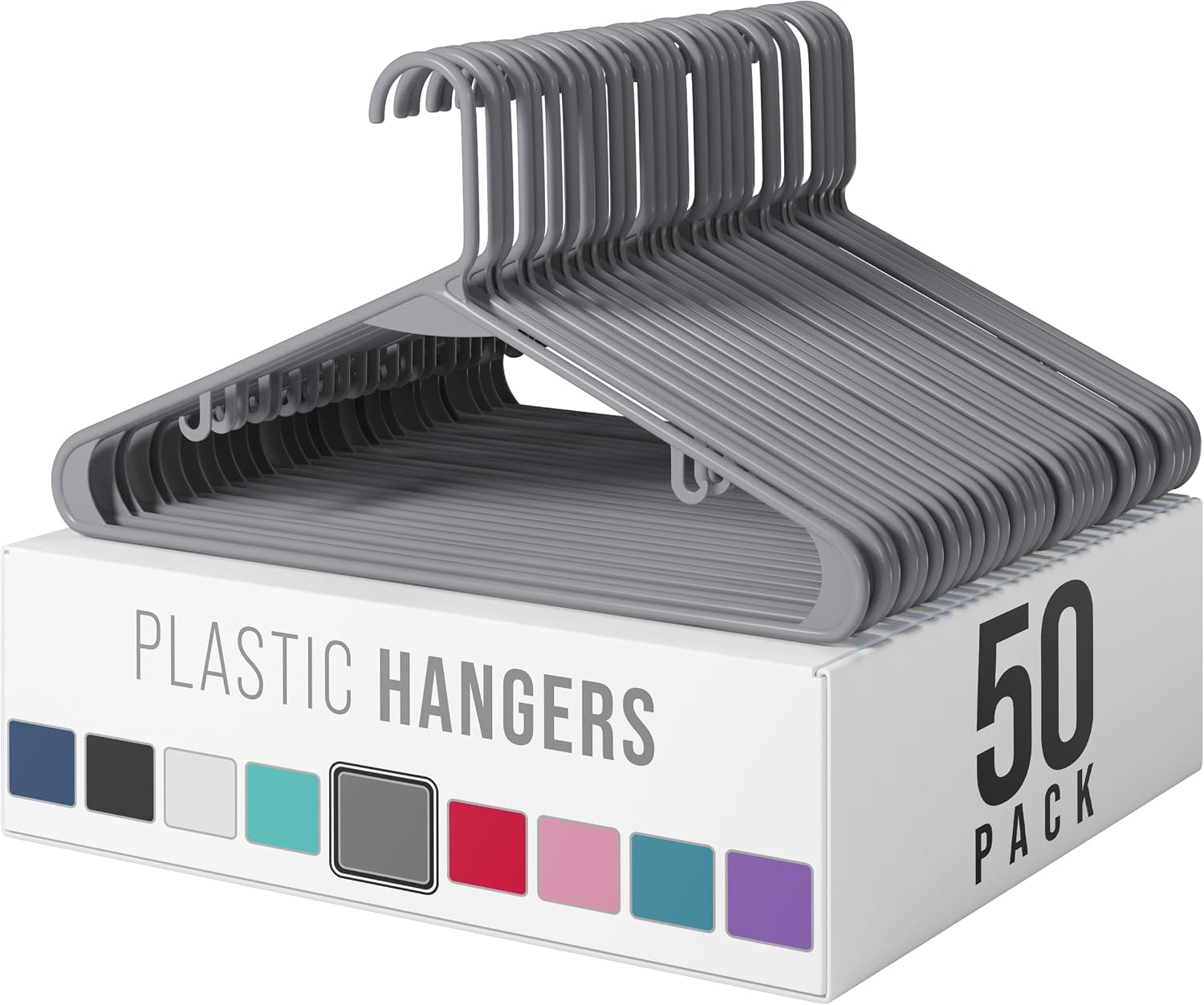 White Plastic Hangers — Versatile, space-saving hangers for your wardrobe; a must-have for a new home.
