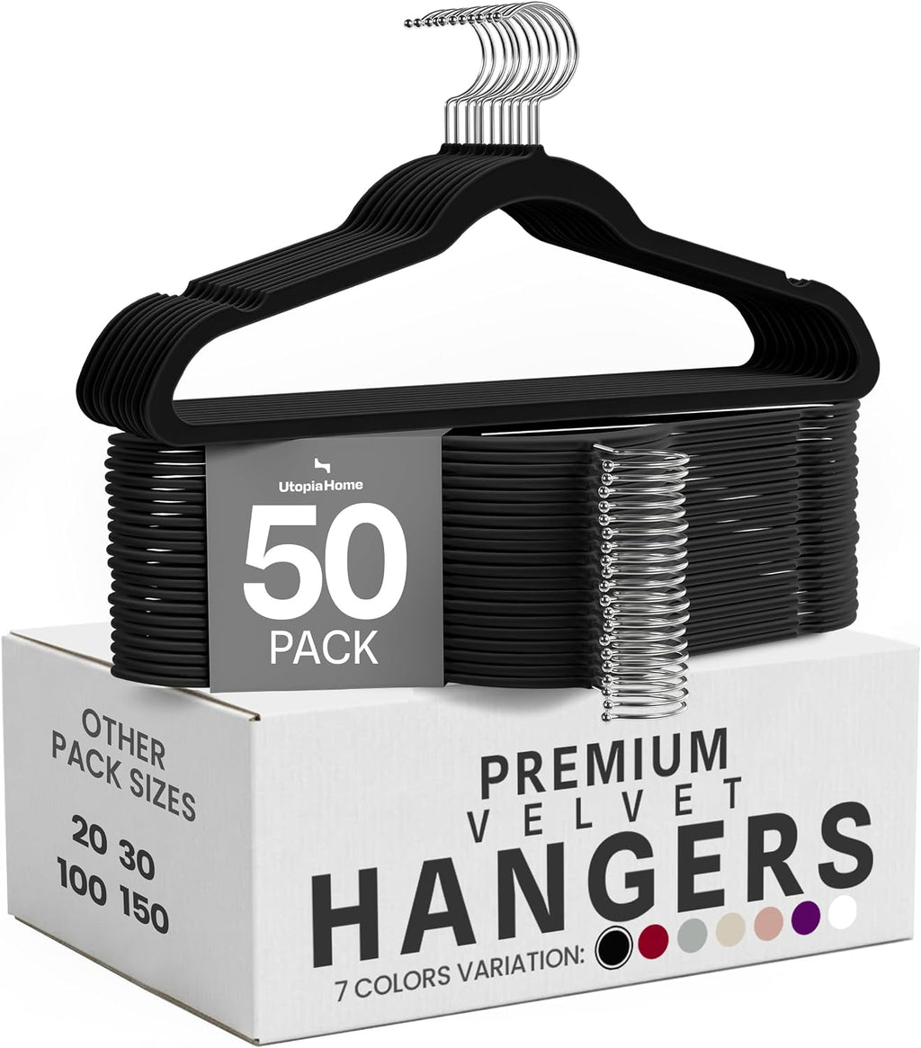 Flocked Hangers (Pack of 50) — Premium, non-slip, slim-profile trouser/garment hangers.