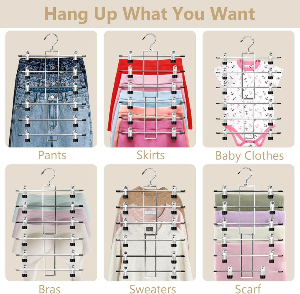 Trouser Hanger with Clips – Space-Saving Hanging Closet Organizer