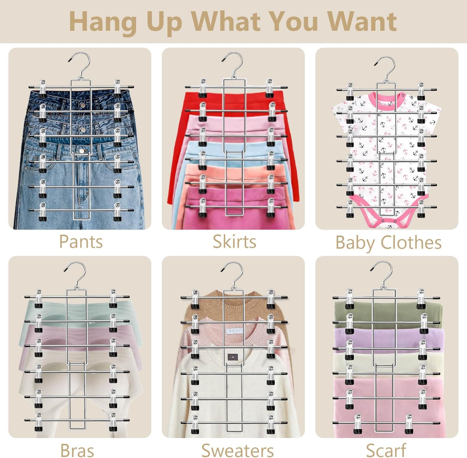 Trouser Hanger with Clips – Space-Saving Hanging Closet Organizer