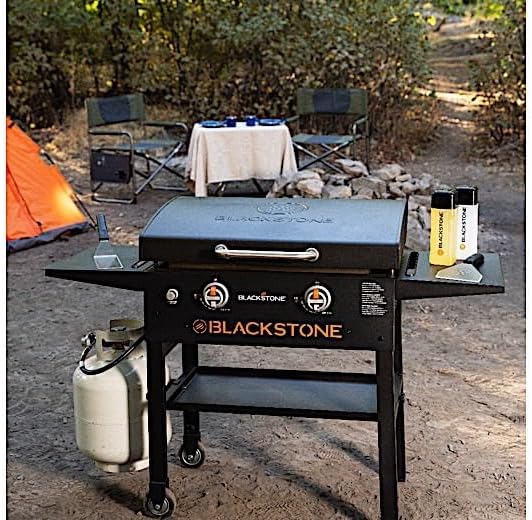 Blackstone 1883 Gas Hood & Side Shelves Heavy Duty Flat Top Griddle Grill Station for Kitchen. Camping. Outdoor. Tailgating. Countertop 28 inch Black