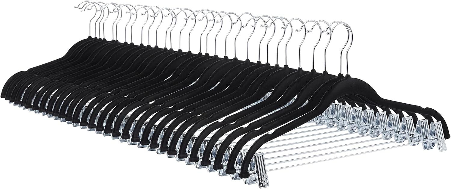 Flocked Non-Slip Skirt Hanger with Clips