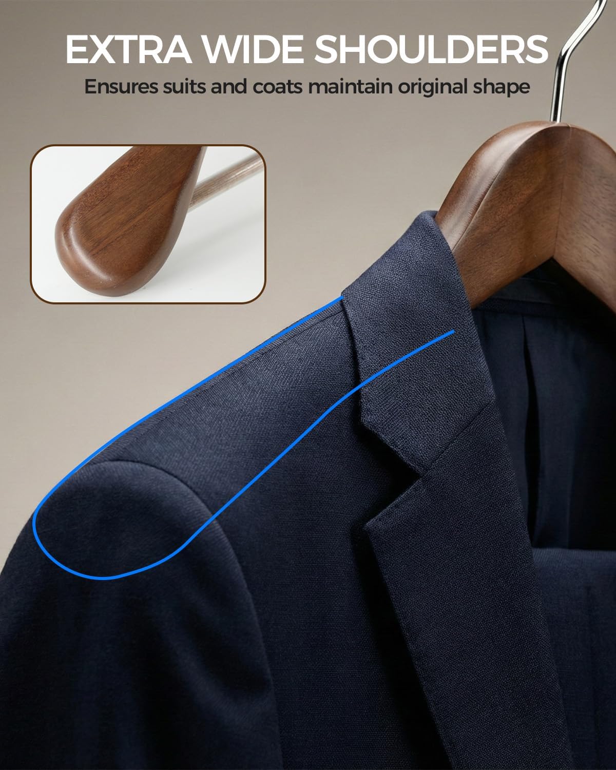 Premium Solid Wood Hanger — Wide-Shoulder Non-Slip Design
