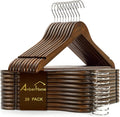 Walnut-Finish Wooden Hangers (Pack of 20) — Vintage-Style Wooden Suit Hangers