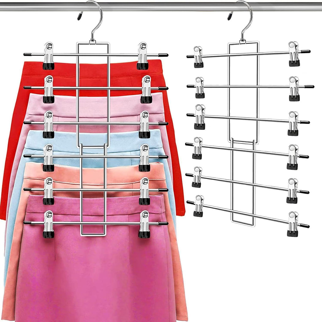 Trouser Hanger with Clips – Space-Saving Hanging Closet Organizer