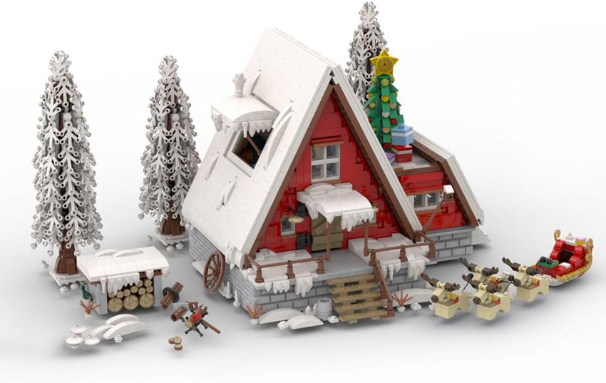 Christmas Country Church Building Kit. MOC-147549 Winter Modular Building Blocks Christmas House Building Block Building Toy (1769 Pieces)