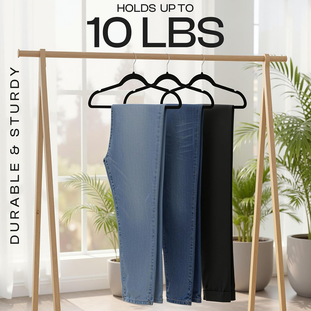 Flocked Hangers (Pack of 50) — Premium, non-slip, slim-profile trouser/garment hangers.