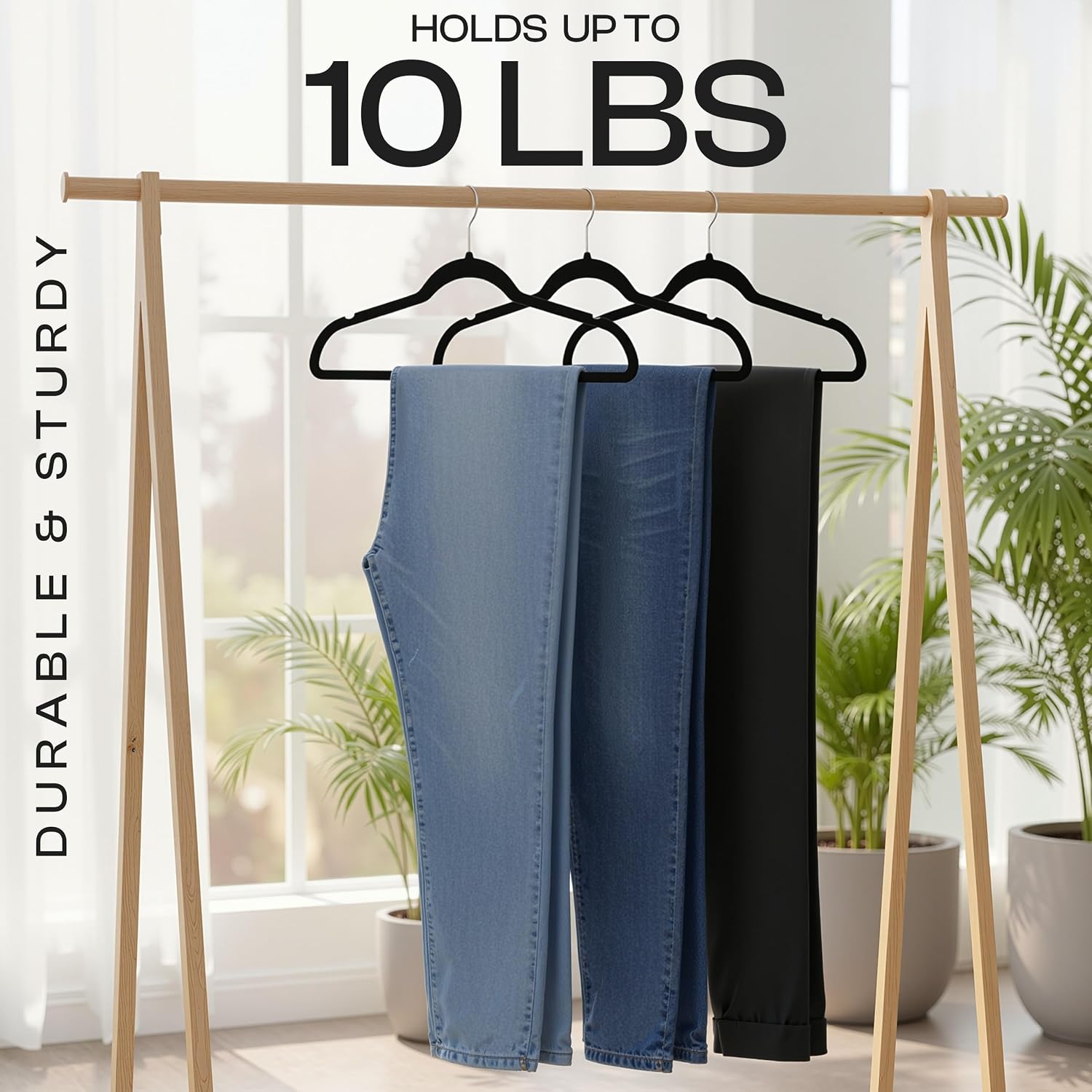 Flocked Hangers (Pack of 50) — Premium, non-slip, slim-profile trouser/garment hangers.