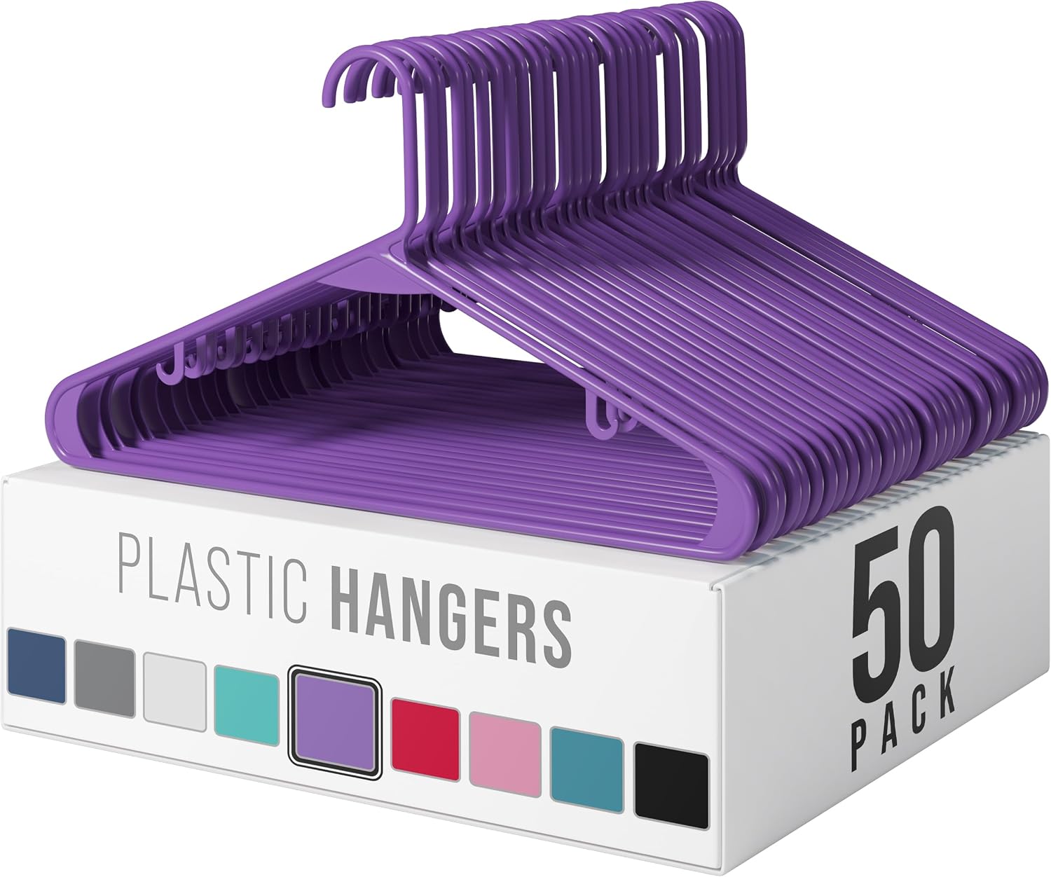 White Plastic Hangers — Versatile, space-saving hangers for your wardrobe; a must-have for a new home.