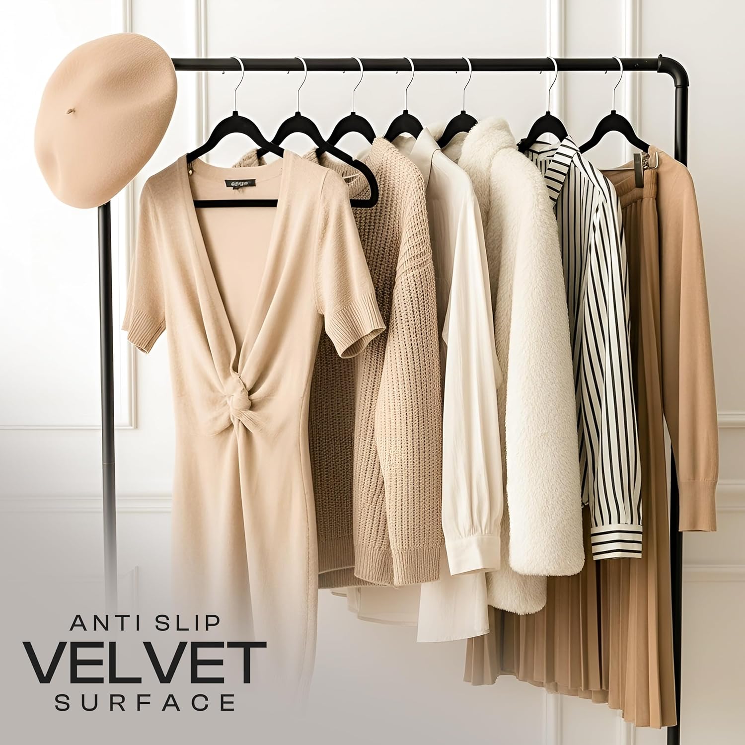 Flocked Hangers (Pack of 50) — Premium, non-slip, slim-profile trouser/garment hangers.