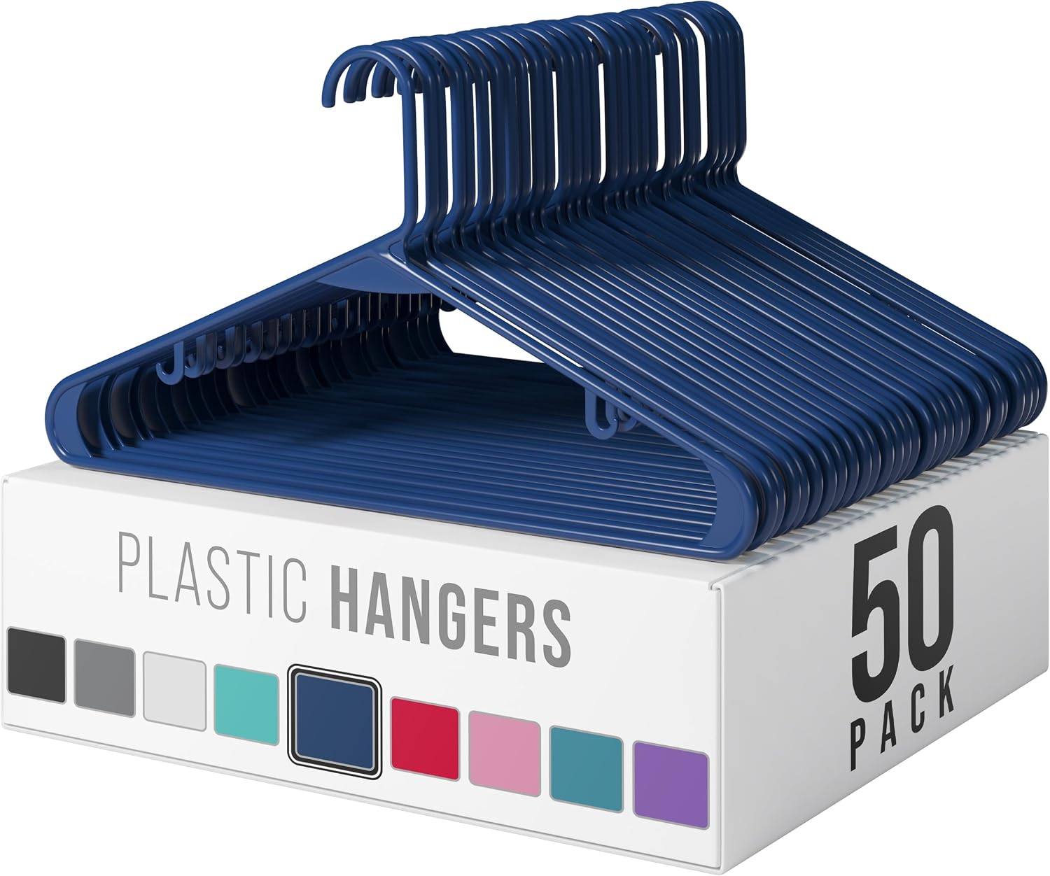 White Plastic Hangers — Versatile, space-saving hangers for your wardrobe; a must-have for a new home.