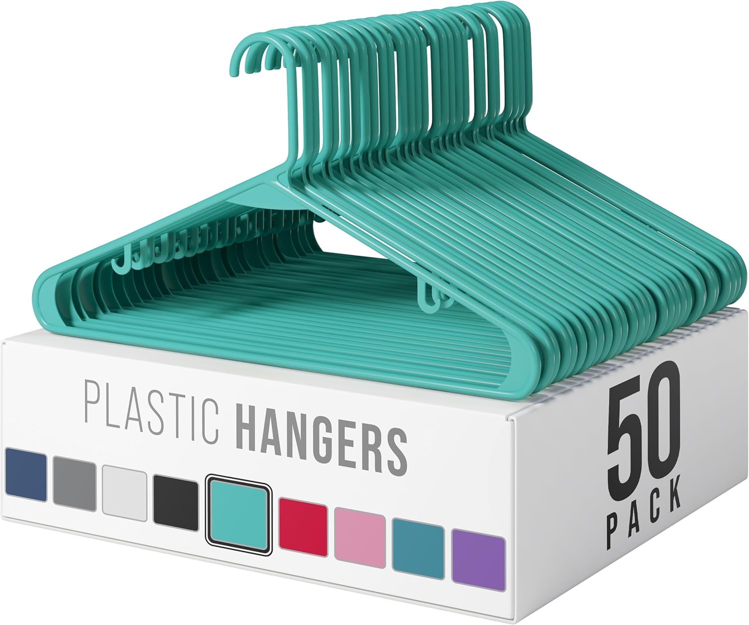 White Plastic Hangers — Versatile, space-saving hangers for your wardrobe; a must-have for a new home.