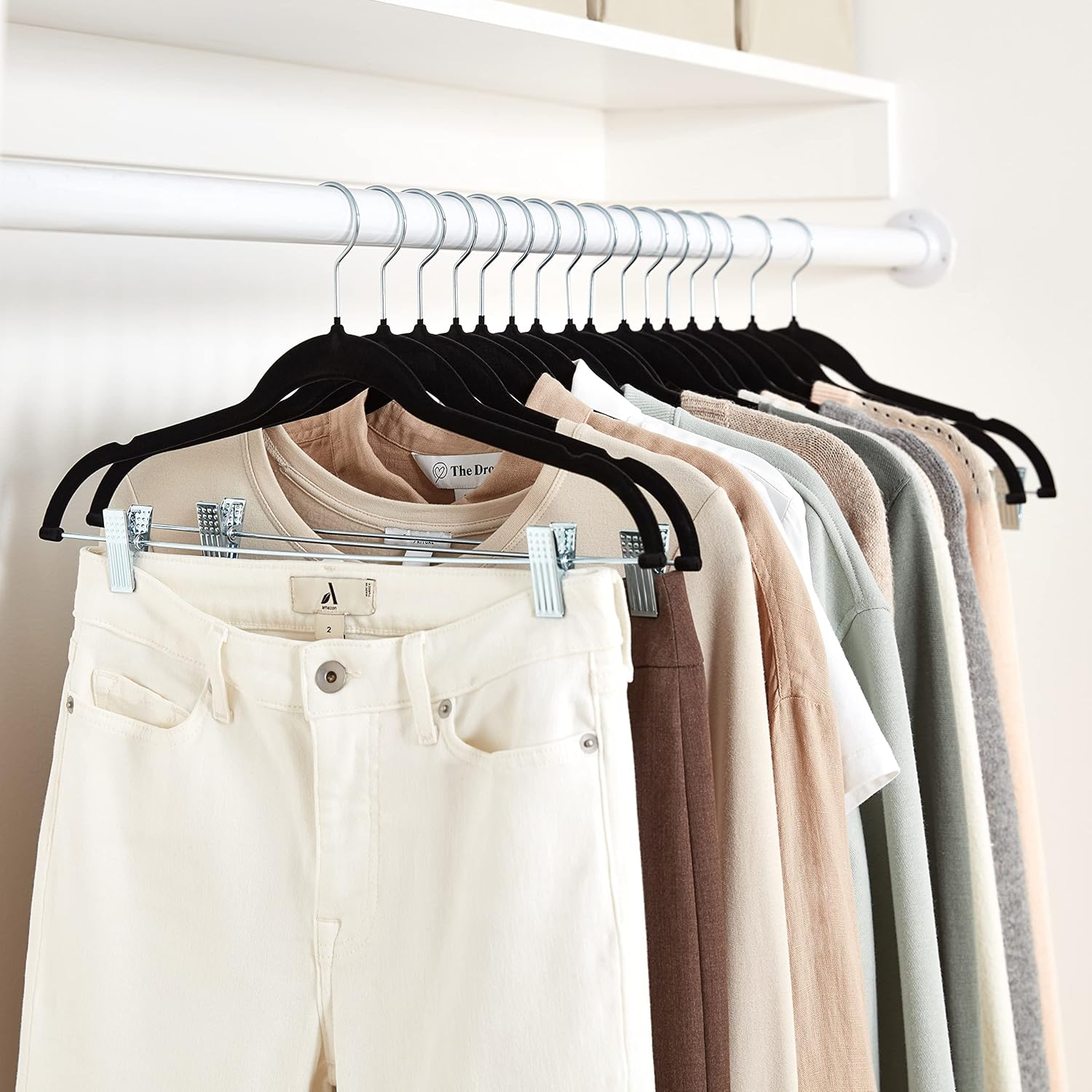 Flocked Non-Slip Skirt Hanger with Clips