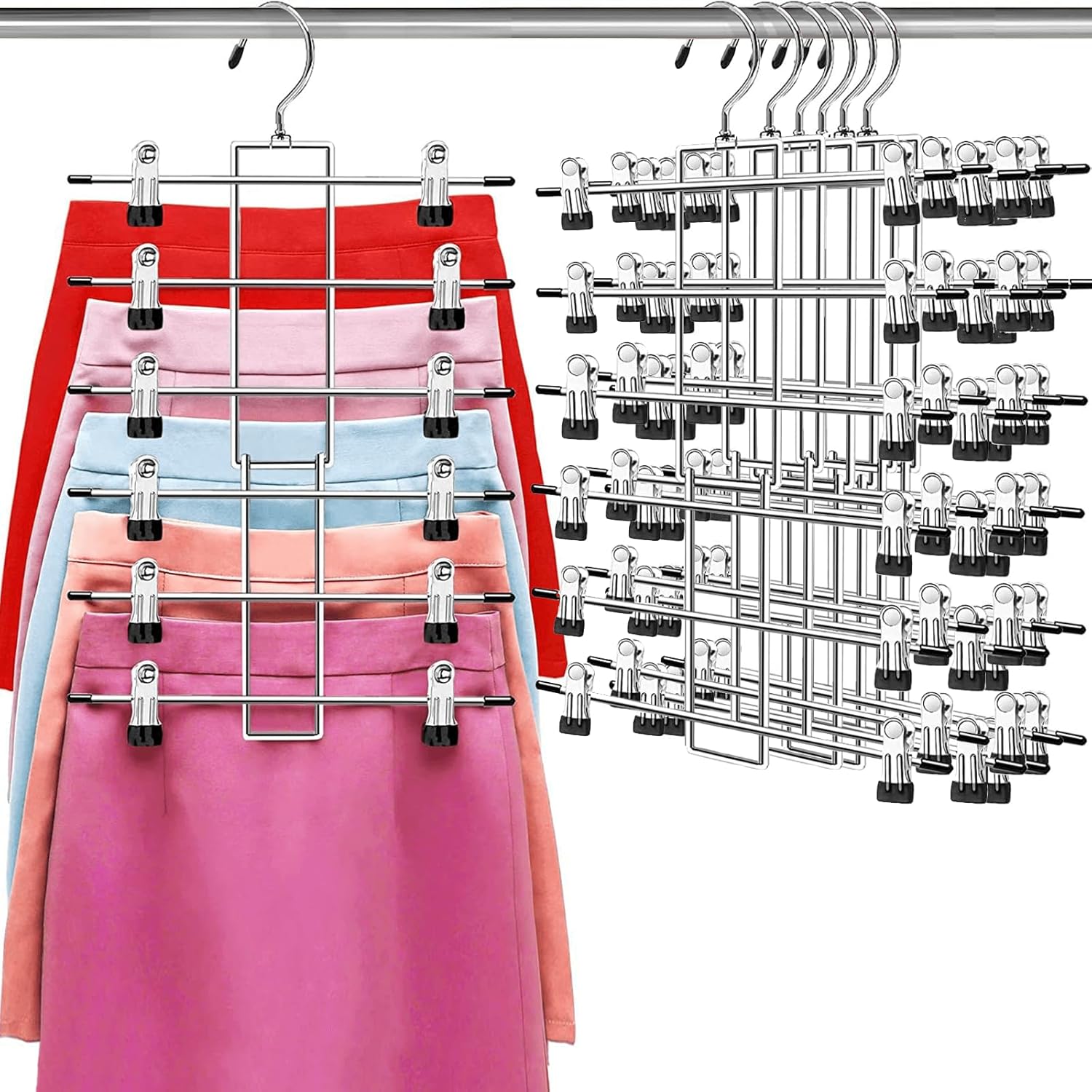 Trouser Hanger with Clips – Space-Saving Hanging Closet Organizer