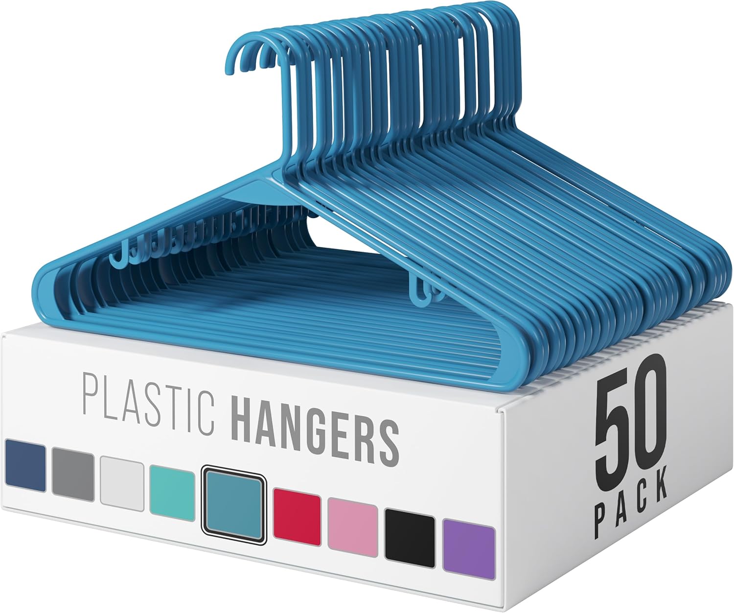 White Plastic Hangers — Versatile, space-saving hangers for your wardrobe; a must-have for a new home.