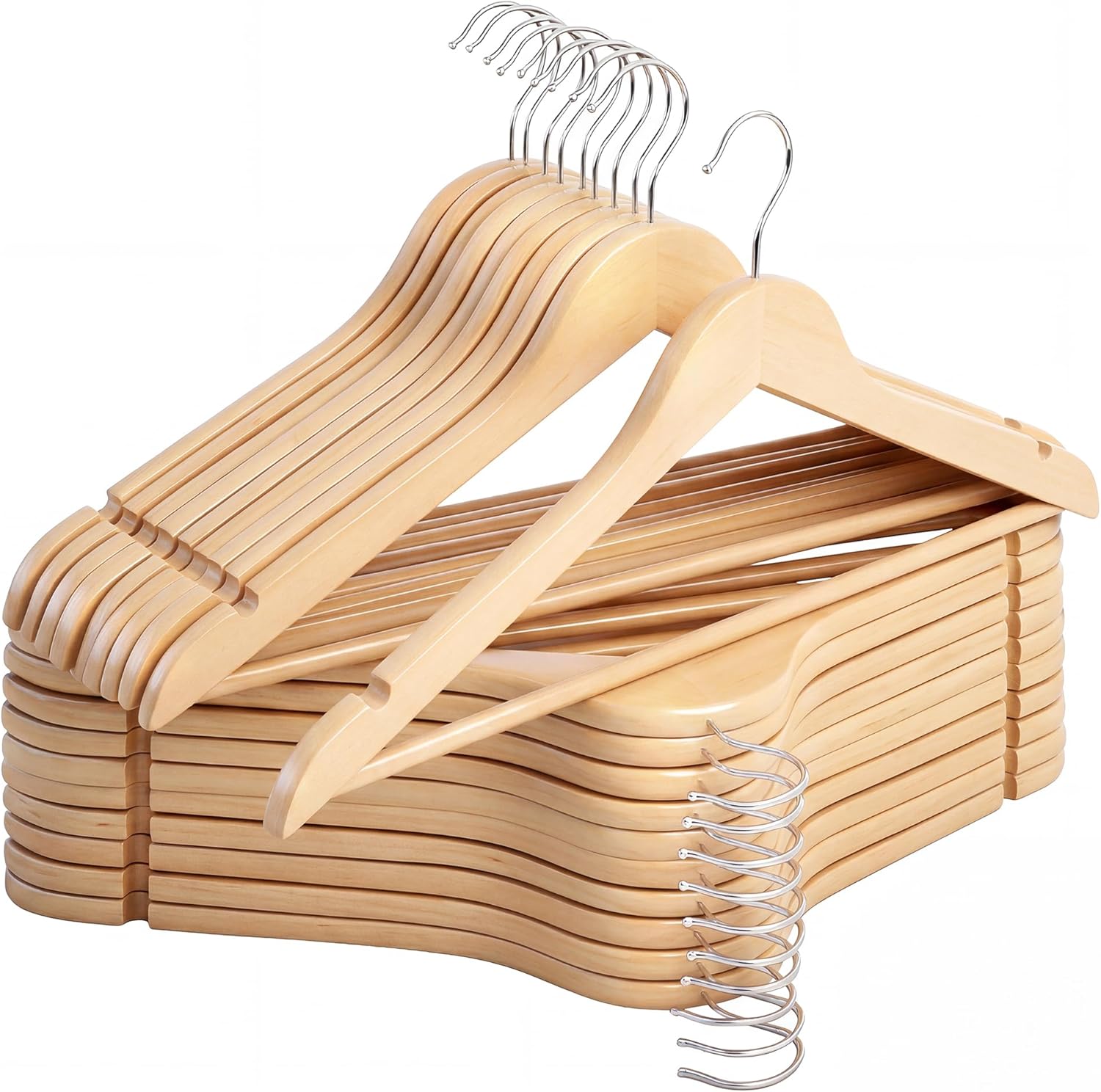 Solid Wood Hangers (Pack of 20) — Wooden Hangers for Wardrobes