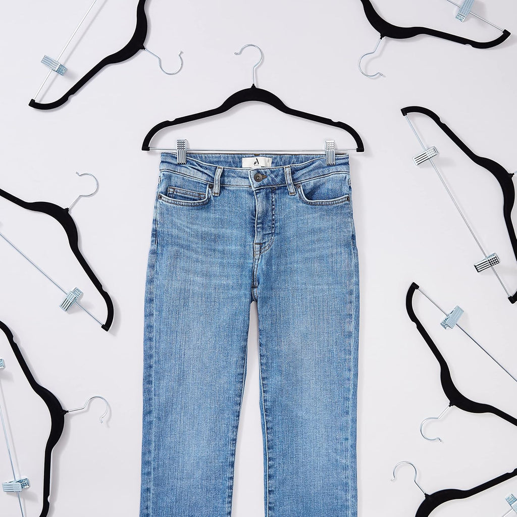 Flocked Non-Slip Skirt Hanger with Clips